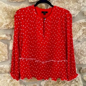 JCREW NWOT red and polka dot red and white blouse